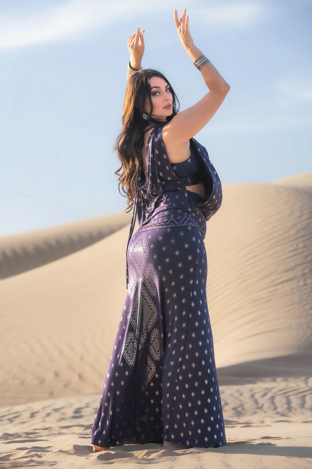 Dendera Cleopatra Maxi Skirt 2.0 Midnight Silver