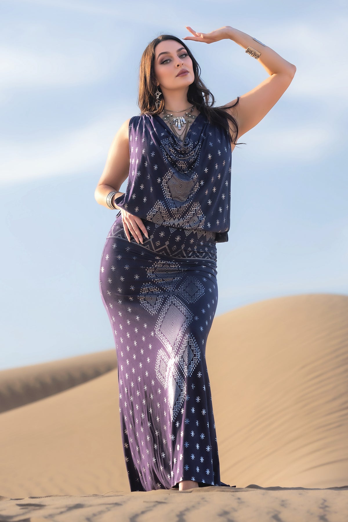 Dendera Cleopatra Maxi Skirt 2.0 Midnight Silver