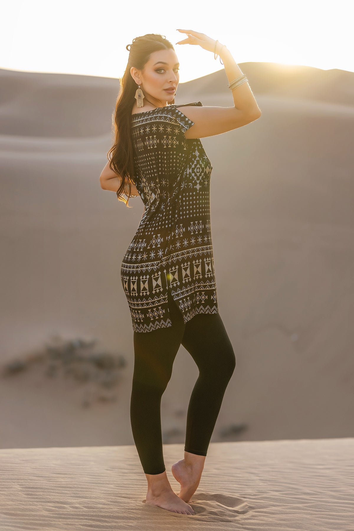 Jade Tunic | Obsidian Faux Assuit Open-Back Top