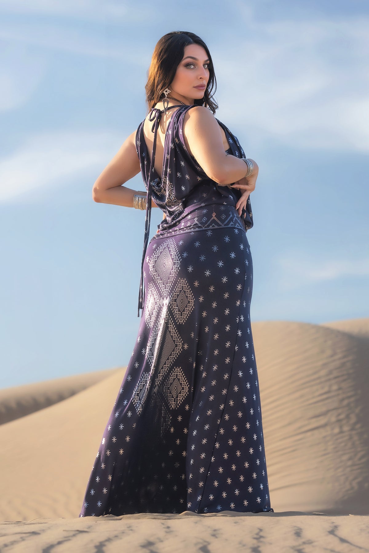 Dendera Cleopatra Maxi Skirt 2.0 Midnight Silver