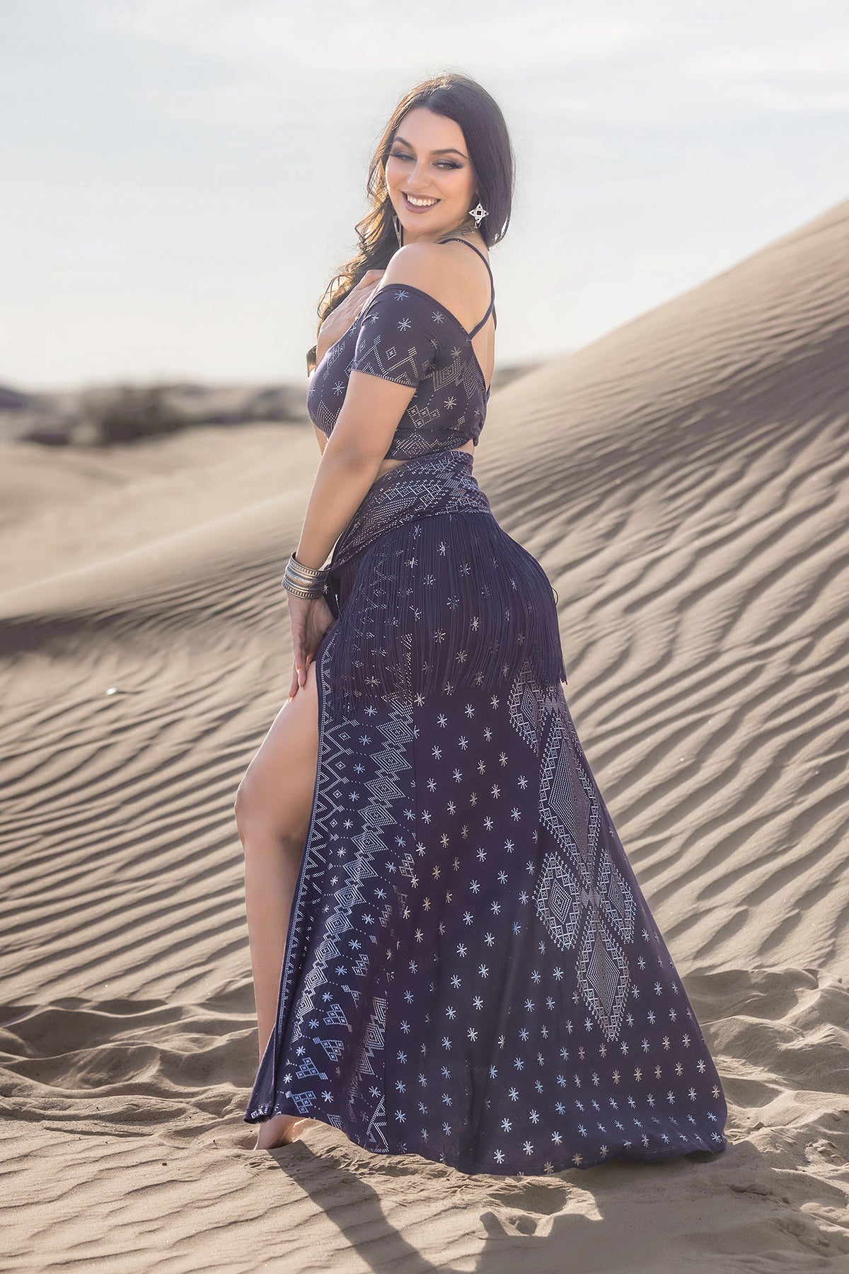 Dendera Shimmy Sash Midnight Silver